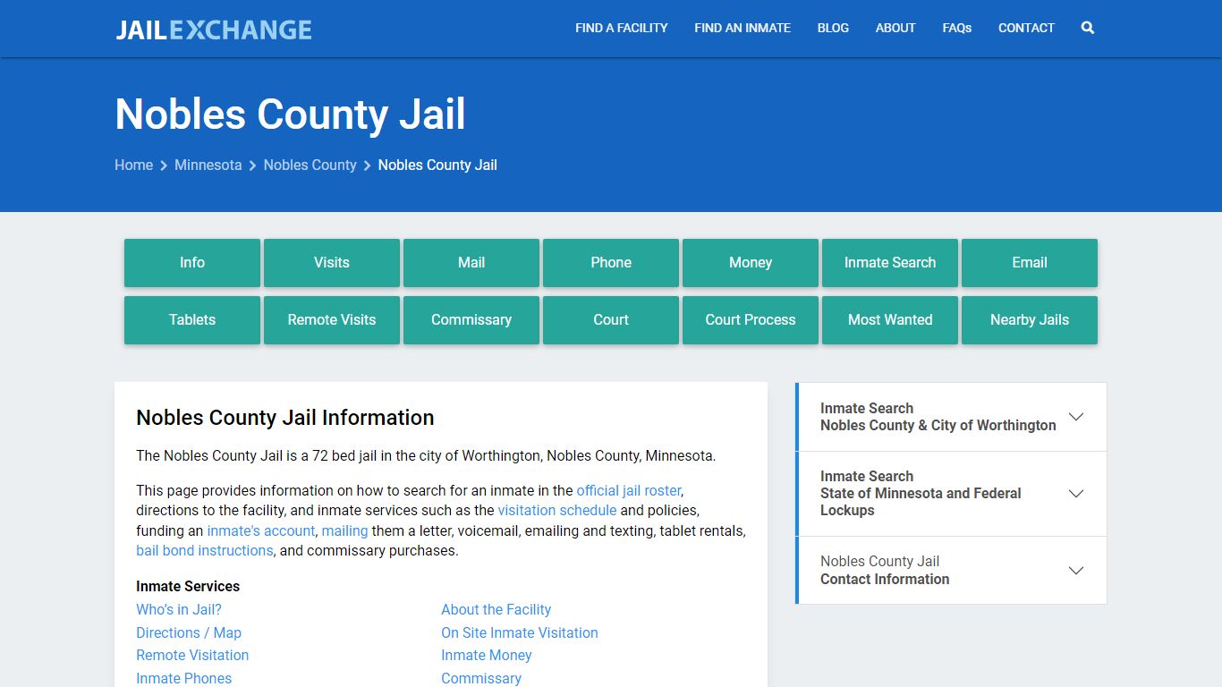 Nobles County Jail, MN Inmate Search, Information
