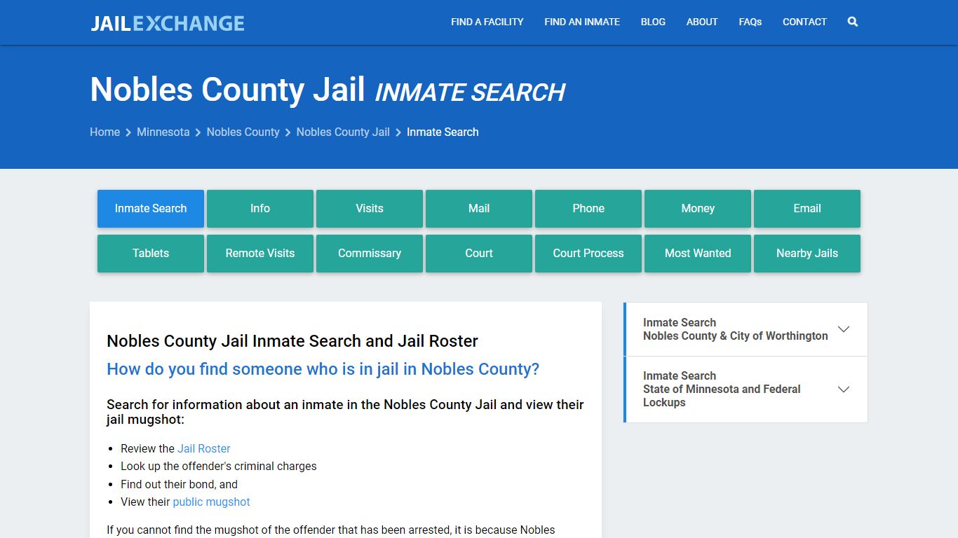 Nobles County Jail Inmate Search - Jail Exchange